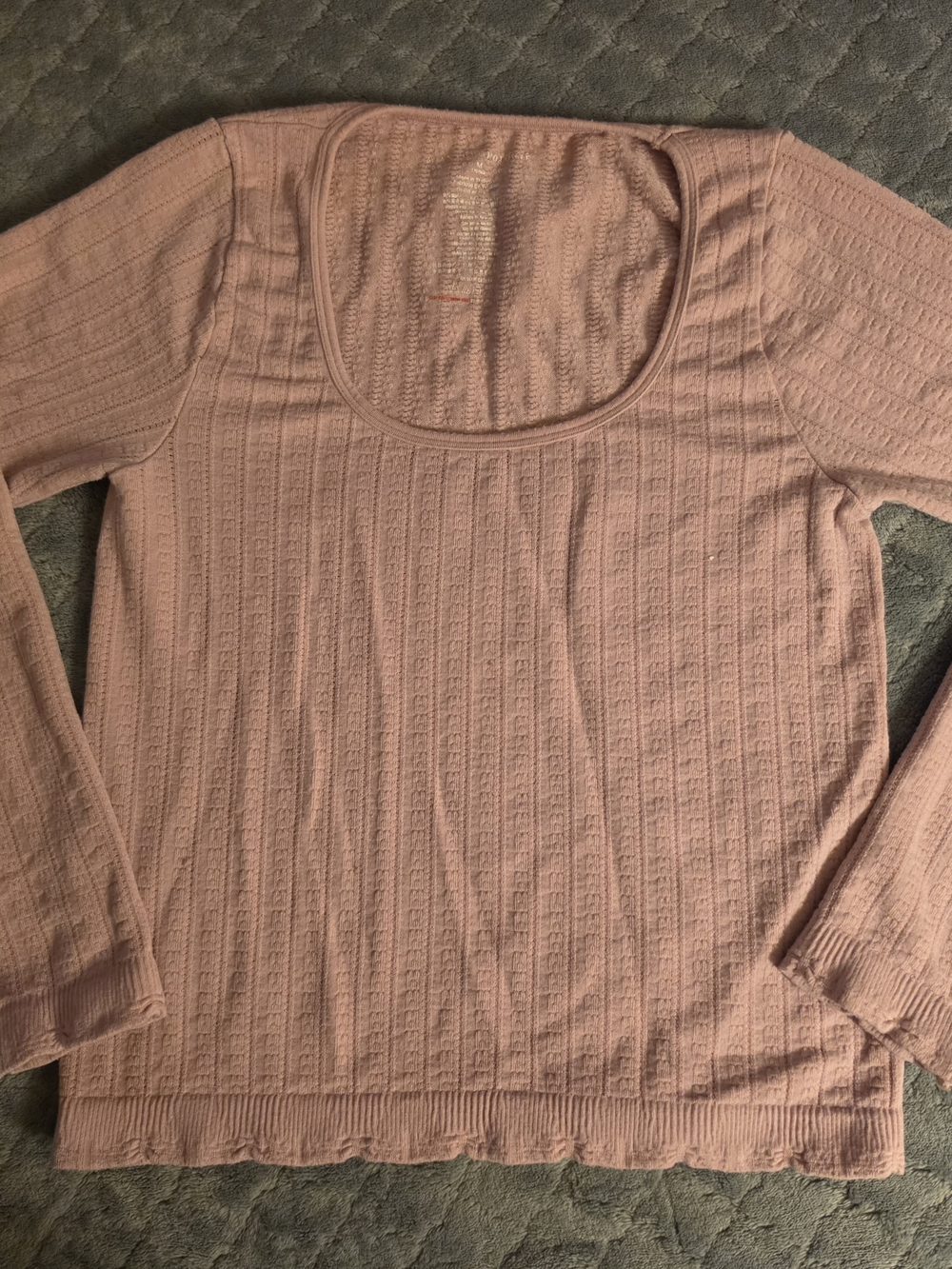 By Anthropologie Seamless Ribbed Pointelle Scoop Neck Top - Size M